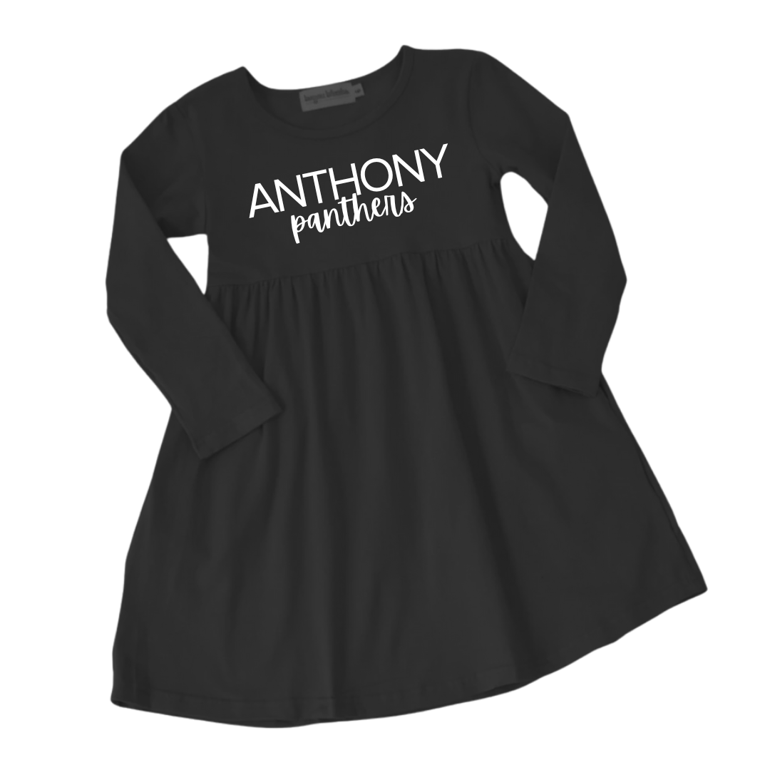 Girls' Black Long-Sleeved Anthony Panthers Dress