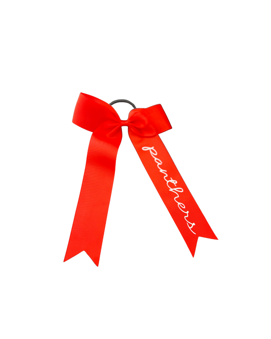 Red Long Tail Skinny Bow with Ponytail Holder