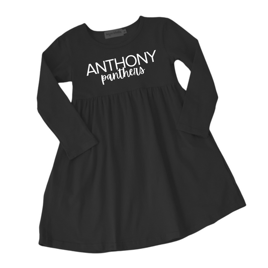 Girls' Black Long-Sleeved Anthony Panthers Dress